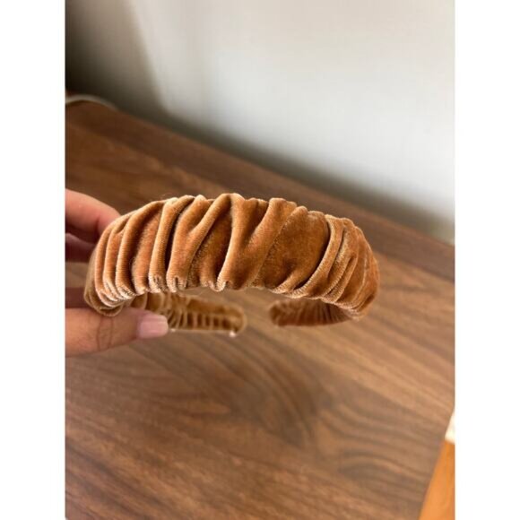 NEW Lele Sadoughi Copper Velvet Kelly Ruched Headband Brown Women's One Size - Picture 2 of 7